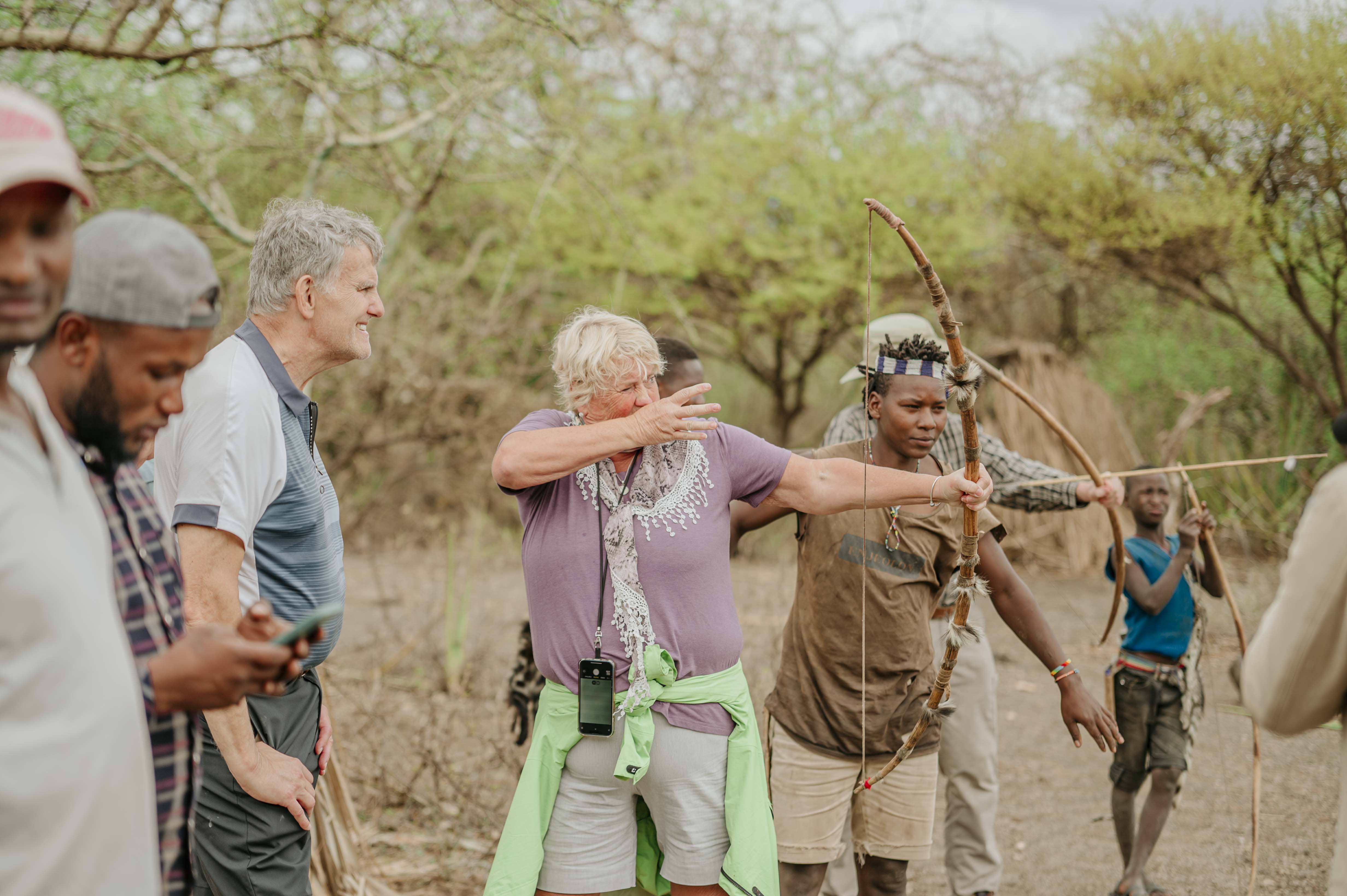 Senior safari guests enjoying Tanzania together
