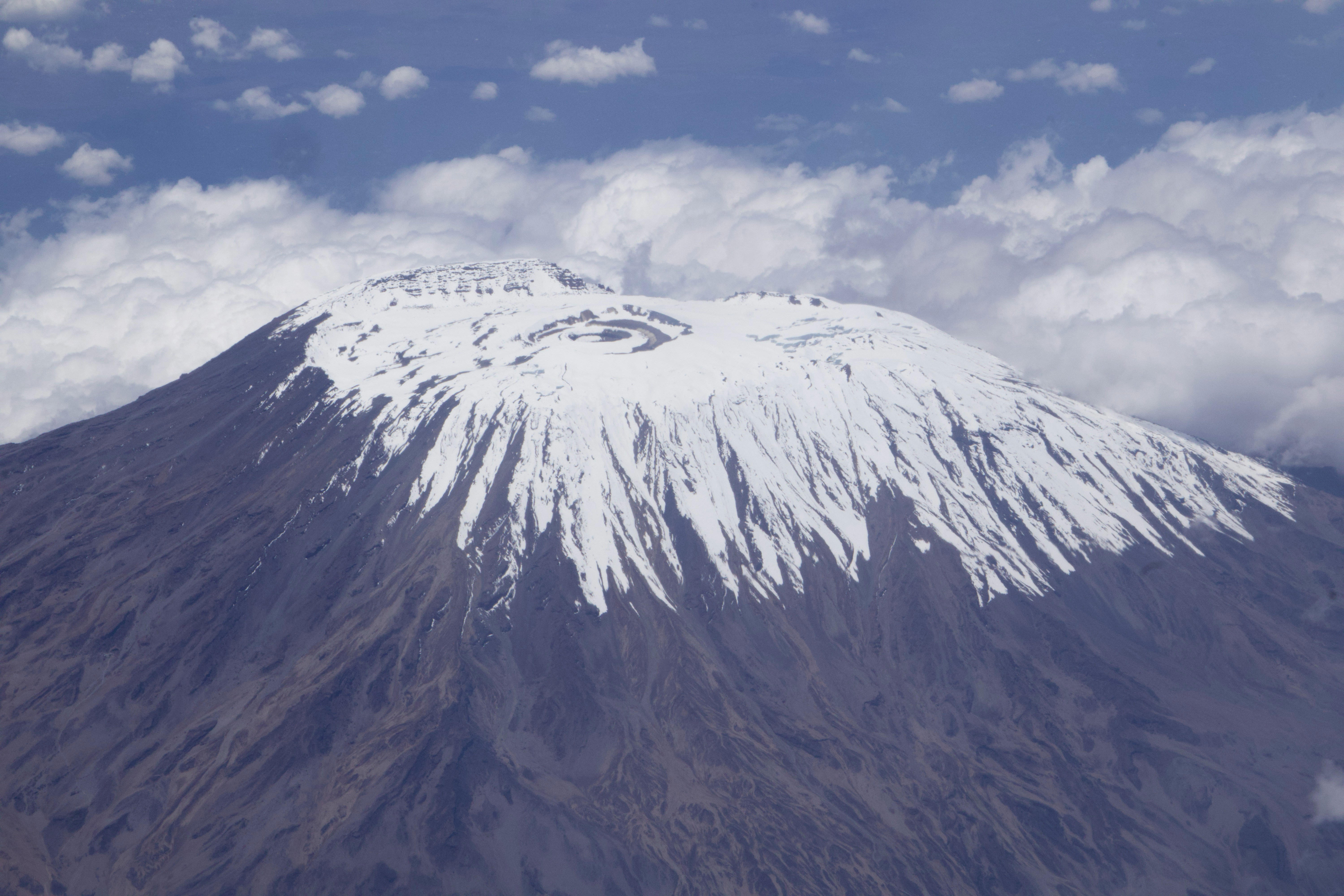The snow-capped summit of Mount Kilimanjaro