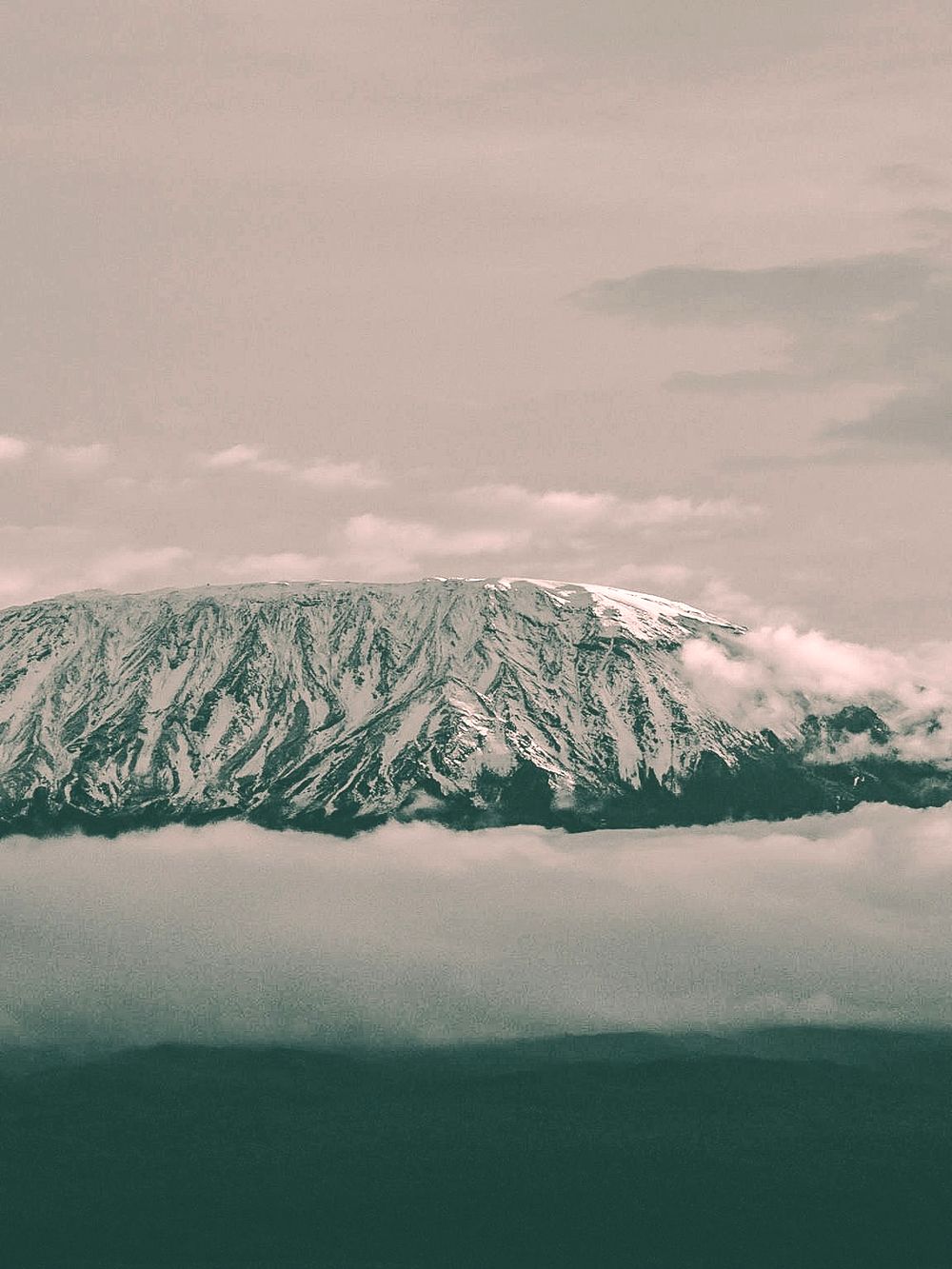 A mountain ridge above the clouds in northern Tanzania